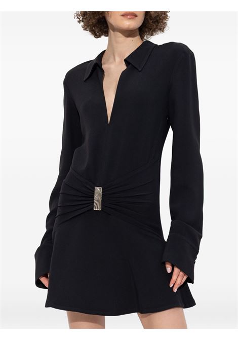 Black embellished ruched-detail mini dress The attico - women THE ATTICO | 251WCA00449ACC001AA100